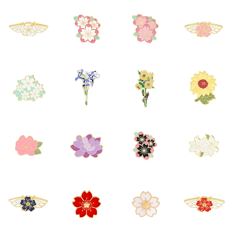 Floral Juice Pins: Sakura Juice Lavender Juice Cute Pins Kawaii