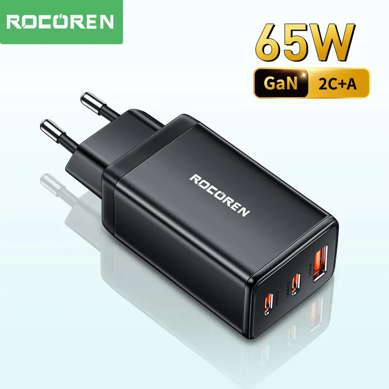 Rocoren 65W GaN USB Type C Charger Quick Charge PD 3.0 QC4.0 USBC Fast Charging USB Charger For iPhone 15 14 Pro MacBook Samsung