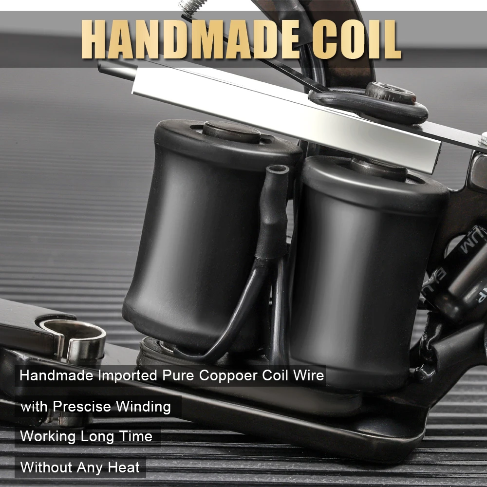 Coil Tattoo Machine Gun for Liner Shader Handmade 10 Wraps Coil Tattoo Gun Machine for Tattoo Needles Supplies