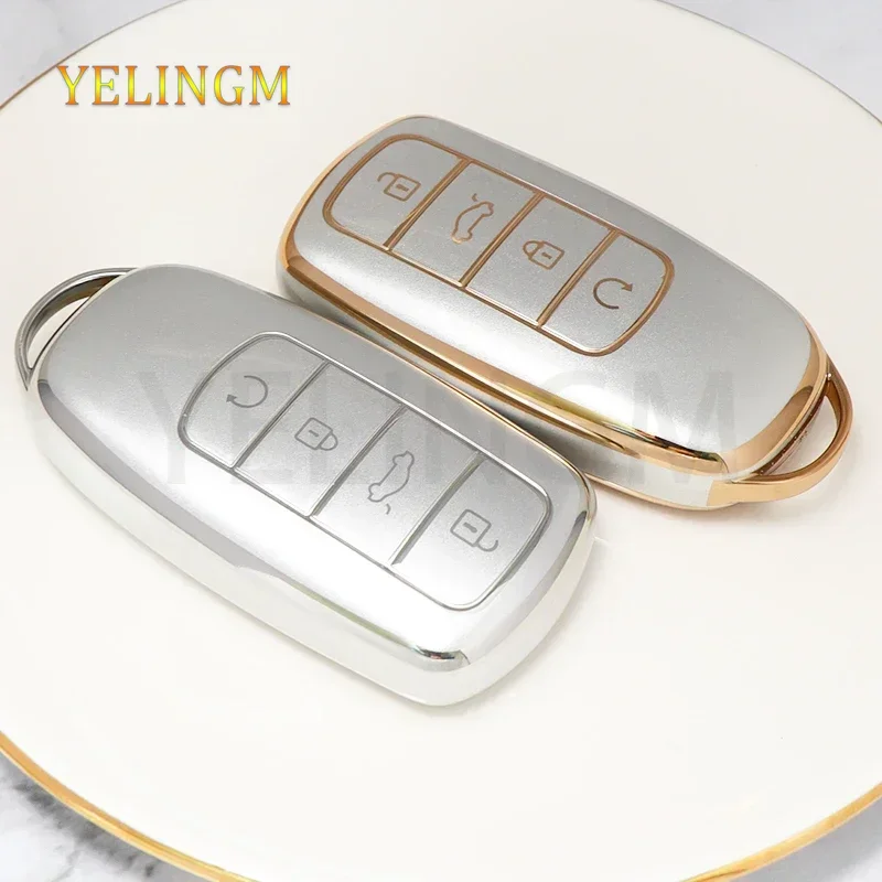 Premium 4-Button TPU Car Key Case Holder and Keychain Accessory