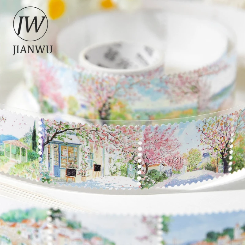 JIANWU 자연 스탬프 시리즈 빈티지 시즌 식물 꽃 눈 풍경 재료 콜라주 테이프 크리에이티브 DIY 저널 문구