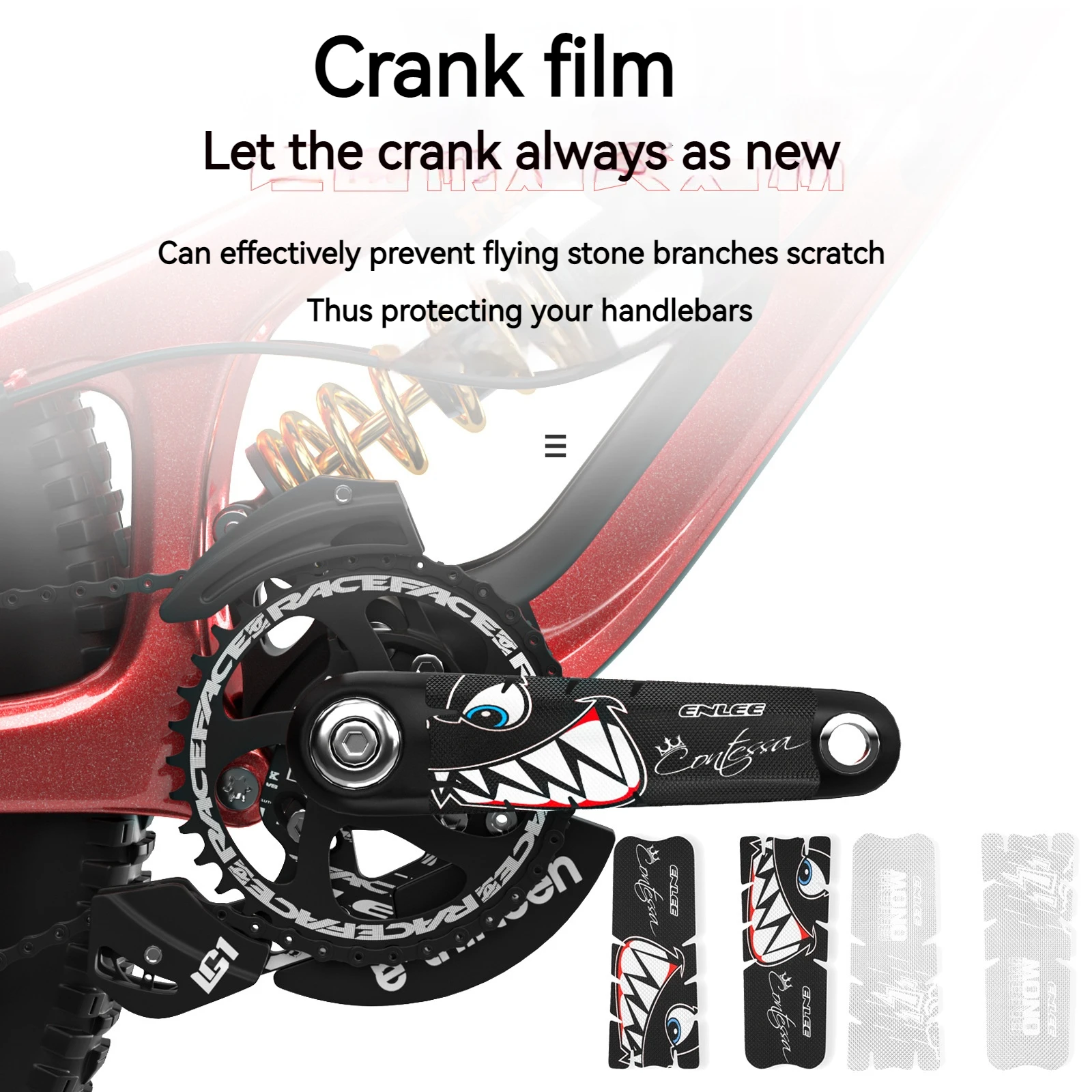 Bicycle Crank Tape ENLEE Bicycle Crank Film Tooth Disc Crank Protective Tape Anti-Scratch Mountain Road Bike Universal Decorative Cycling