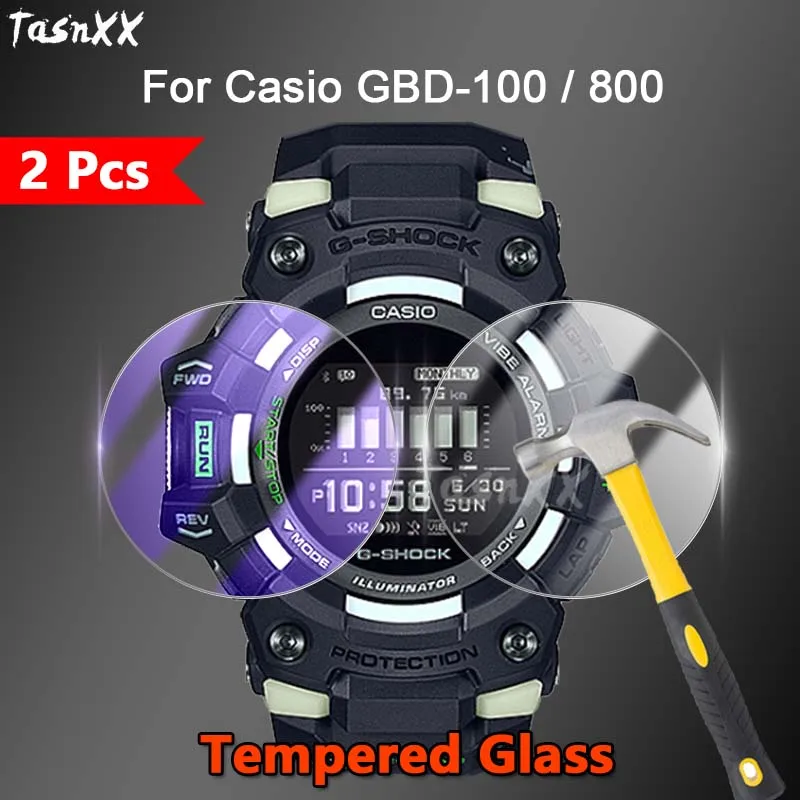 2 Pezzi Per Casio Gbd-100 Gbd-800 Gbd 100 Smart Watch 2.5D Slim Clear / Anti Purple Light 9H Pellicola Proteggi Schermo In Vetro Temperato