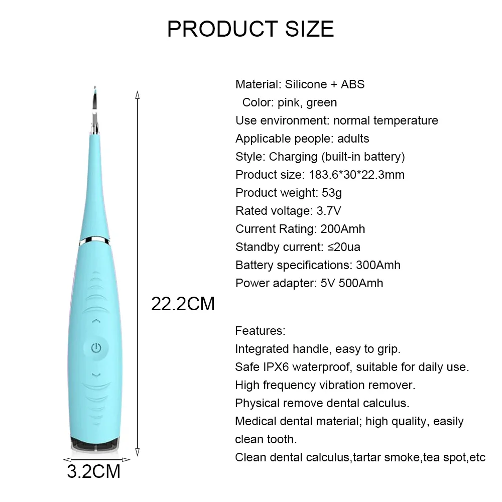 Sonic Dental Scaler Tooth Calculus Remover USB Recharge Vibration Tooth Stains Tartar Cleaner Tool Whiten Teeth Dropshipping