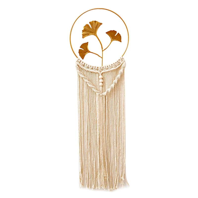 Absf Macrame Dream Catcher, Boho Ginkgo Biloba Leaf Dream Catcher Wall Hanging Decor, Vintage Bohemian Ornament Craft Gift