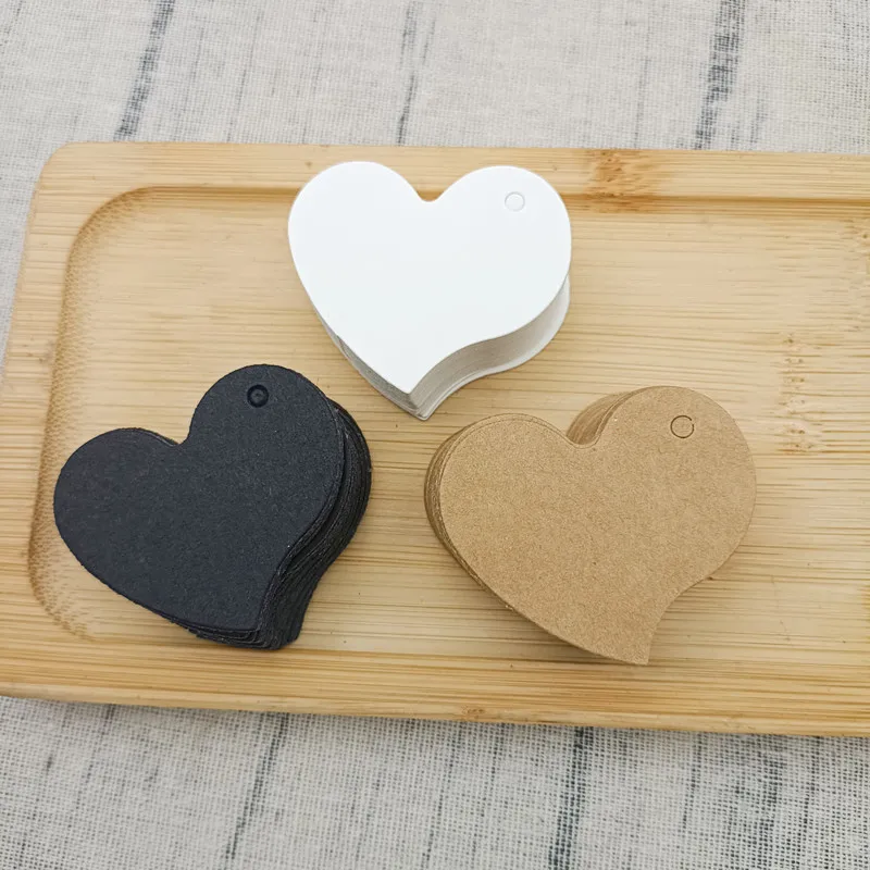 Kraft Paper Hang Tags Heart Shape Garment Shoes Blank Price Tags Birthday Gift Decoration Notes Packaging Gift Bags Accessories