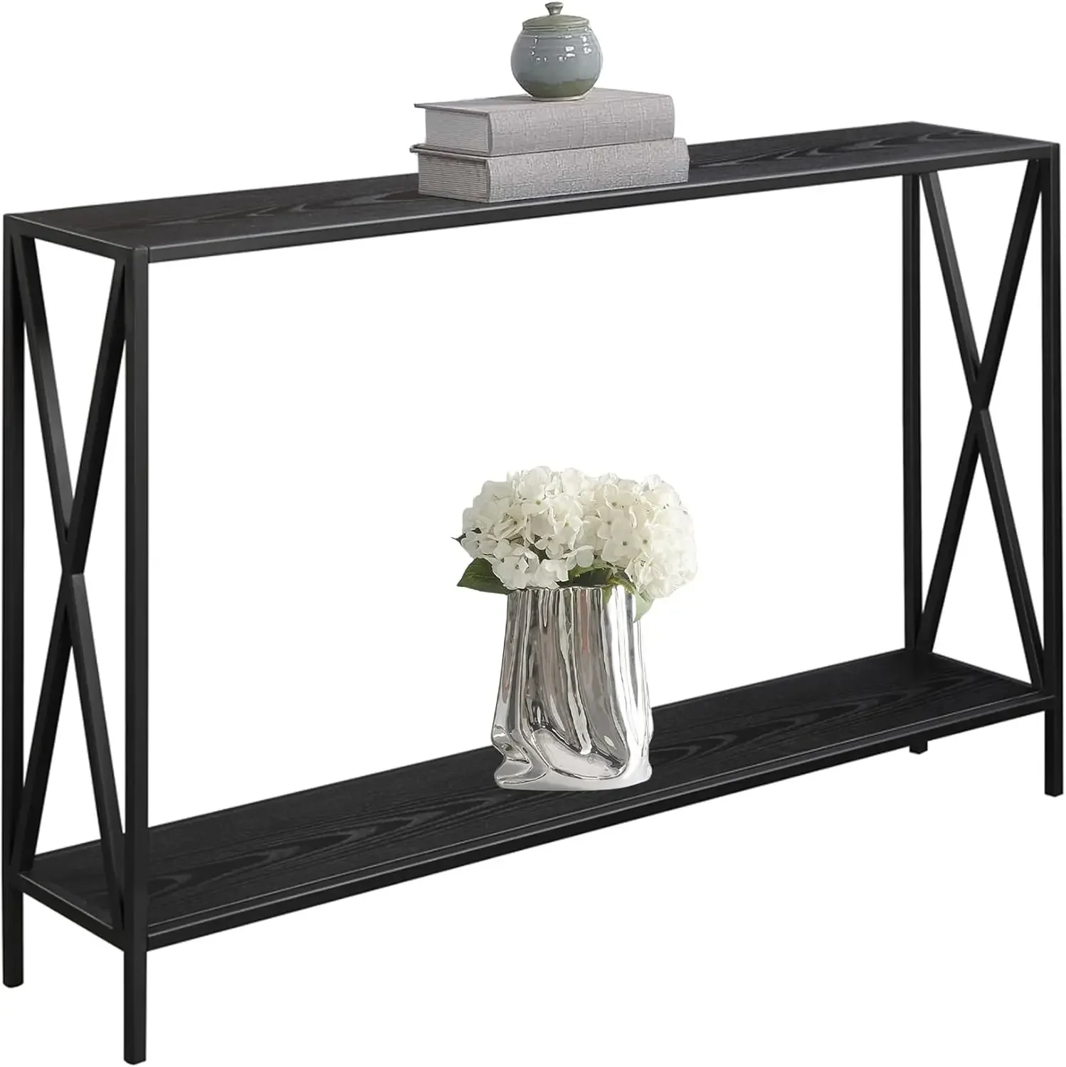 Tucson Console Table 47.25" - Modern Sofa Table with Storage Shelf, Entryway Hall Table for Living Room, Black