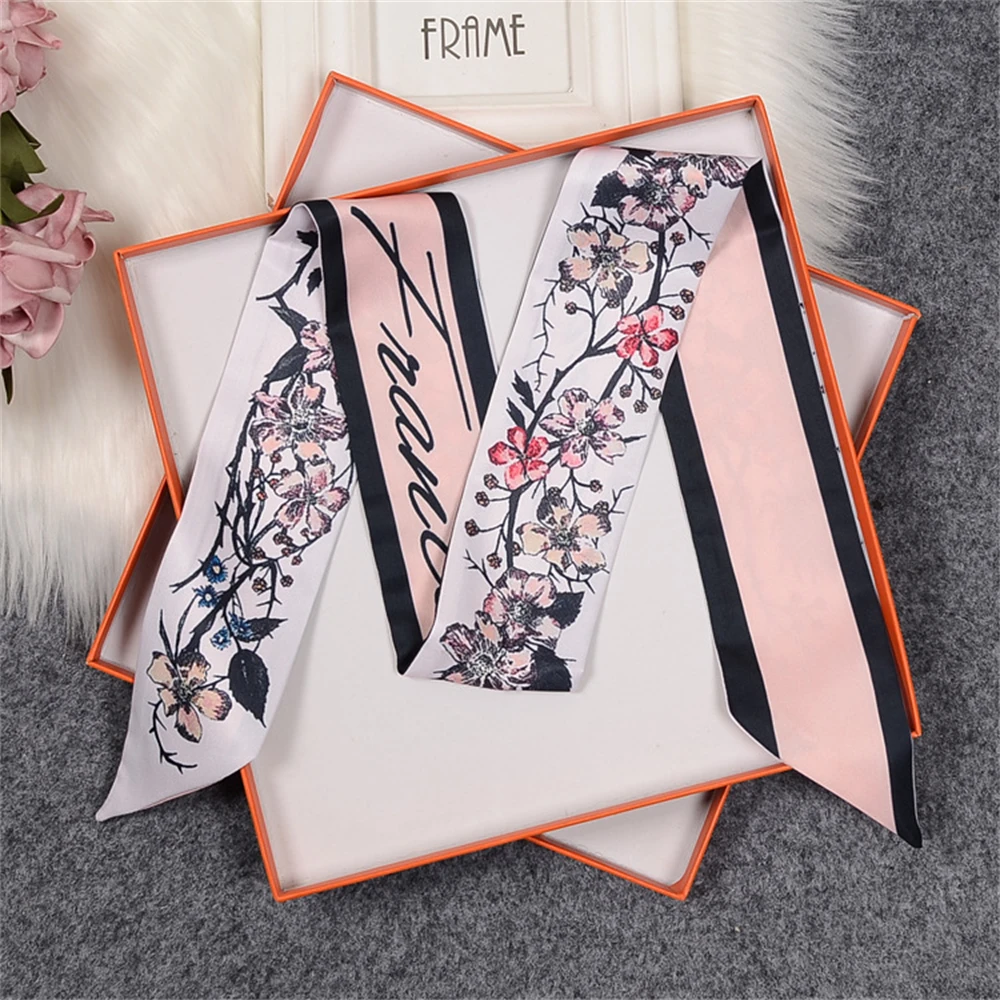 Lengthened Silk Scarf Bag Tie Ladies Neck Body Scarf Headband Square Scarf Horse Print Brand Ladies Ribbon Fall 2025 3