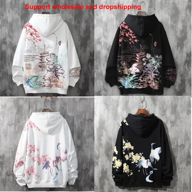 Wholesale DropShipping Anime Hoodies Sweatshirts Chinese Style Black Hoodies  Harajuku Oversized Pullovers Sweatshirts CS455