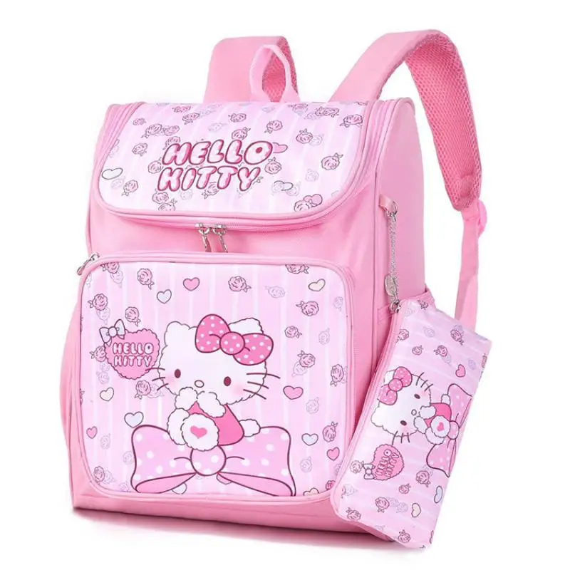 

Sanrio Hellokitty Kuromi Cinnamoroll Backpack Kawaii Anime Cartoon Girl Lightweight Large-Capacity with Pen Bag Shoulder Gifts