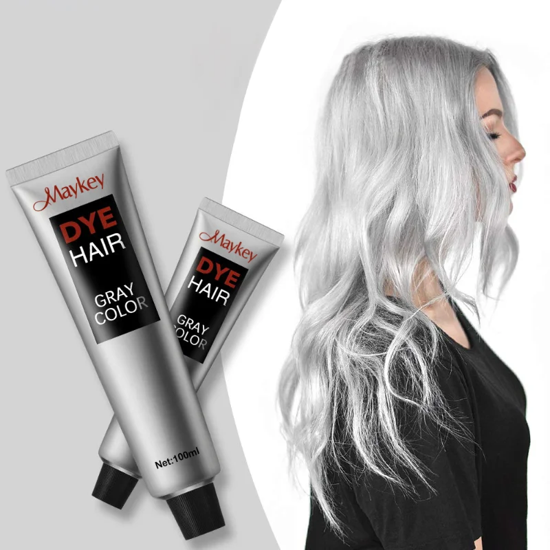 Gray Color Hair Dye Cream Unisex Smoky Gray Punk Style 100ml Light Grey
