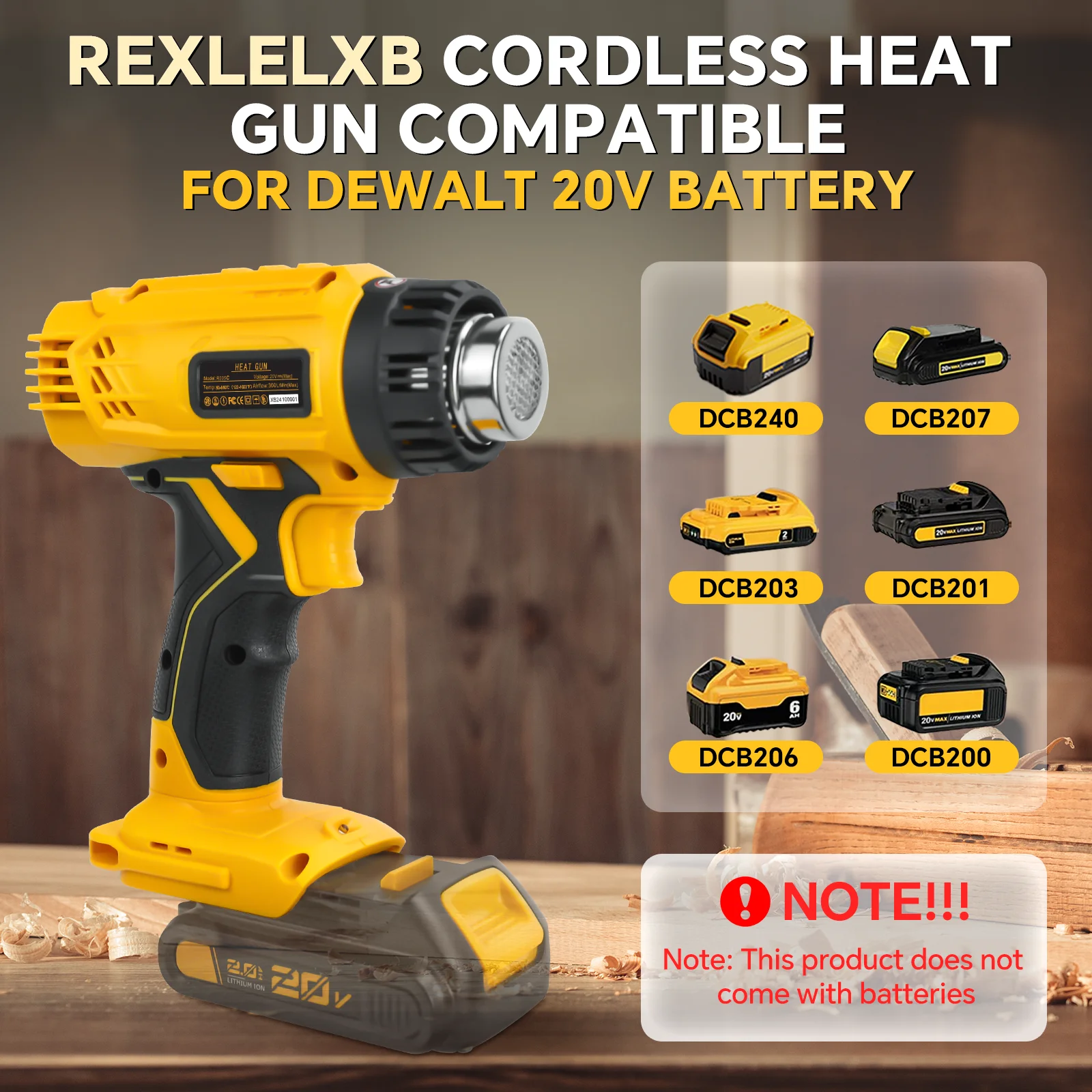 Cordless Heat Gun for Dewalt 20v Battery 122℉ to 1022℉ Fast Heating Hot Air Gun