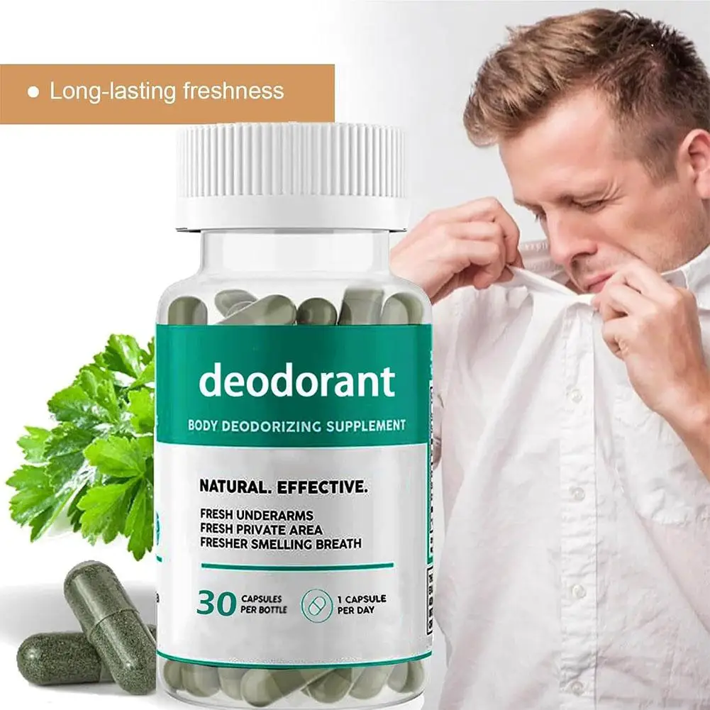 Deodorant Body Deodorizing Supplement Fresh Underarms Private Area Breath 30 Capsules Per Bottle