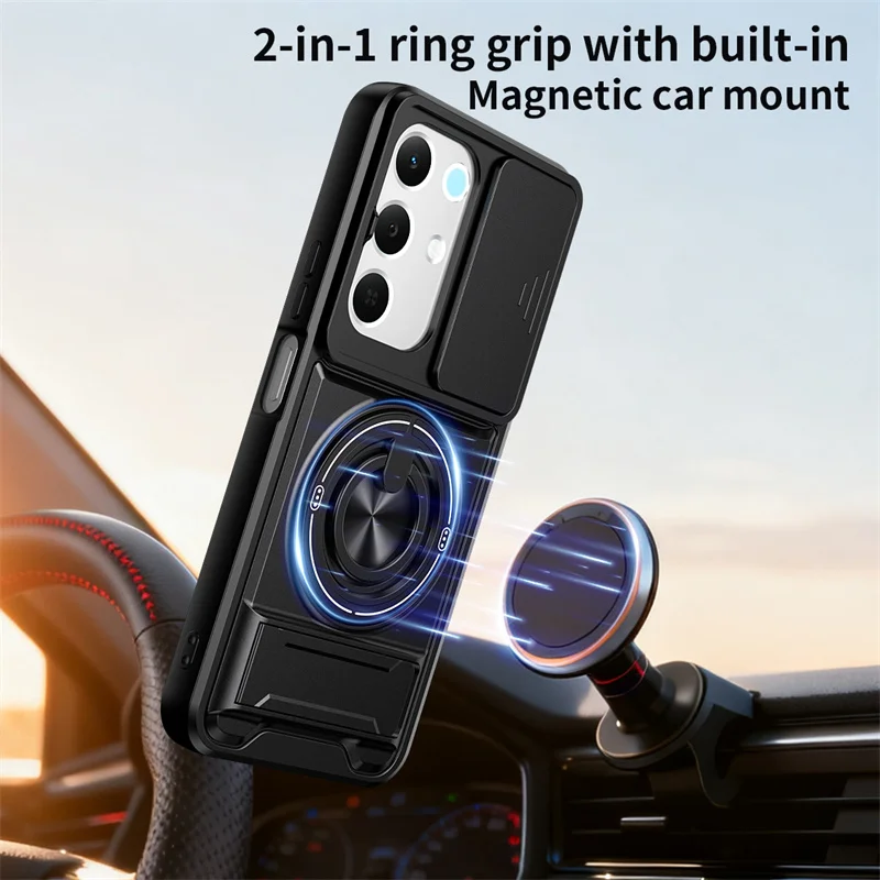 Shockproof Armor Case with Car Magnetic Holder and Lens Protector