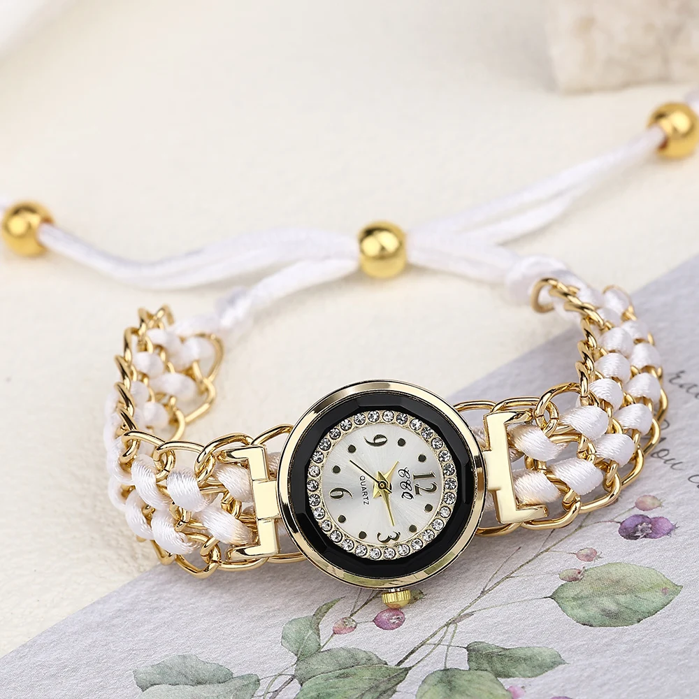 Women Quartz Bracelet Watches Summer Casual Adjustable Woven Strap