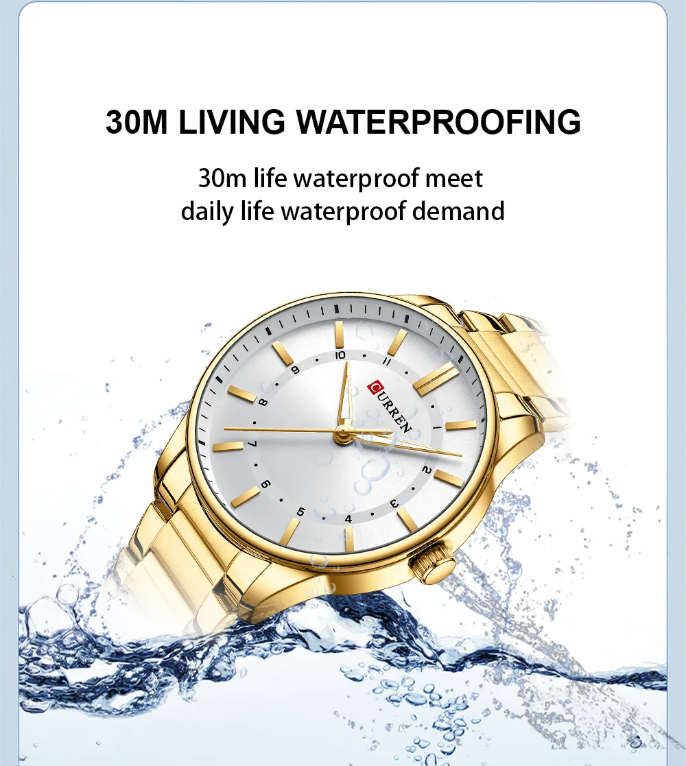 CURREN 8430 Classic Fashion Men's Quartz Watch Elegant Daily Waterproof Luminous Stainless Steel Strap Simple Casual Men's Clock