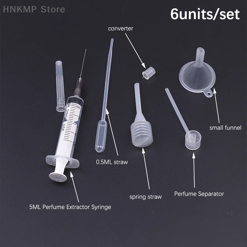 

Perfume Refill Tools Set 6units Plastic Diffuser Syringe Straw Dropper Funnel Spray Dispensing Required Cosmetic Tools