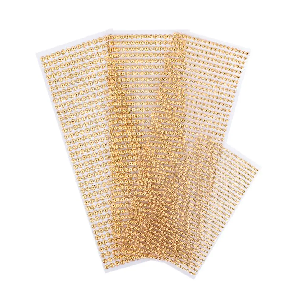 패션 DIY 플랫백 진주 주얼리 스티커, 골드 실버, 자가 접착 3D 페이스 쥬얼리, 어린이 장난감, 3mm, 4mm, 5mm, 6mm
