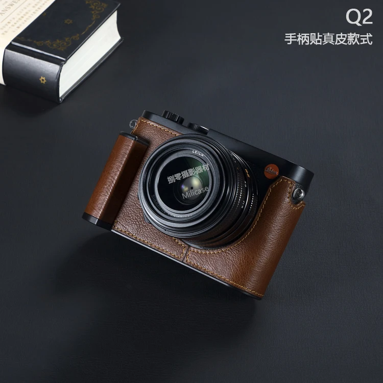 For Leica Q2 Palm Print Holster Without Grip Vintage Protective Accessory  Handwork Photo Camera Genuine Leather Cowhide Bag Case