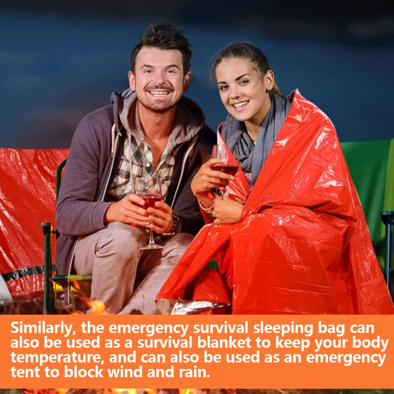 Lightweight Waterproof Emergency Survival Sleeping Bag Hiking Cycling  Outdoor Camping Gear Thermal Sack First Aid Rescue Mylar 2
