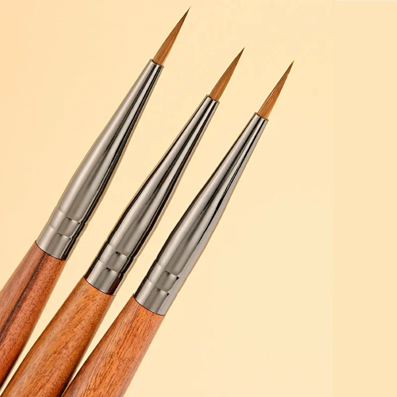 1Pc Sandalwood Handle Kolinsky Hair  Nail Acrylic Brush UV Gel Carving Pen Brush Liquid Powder DIY Nail Drawing Nail Art Bruses 3
