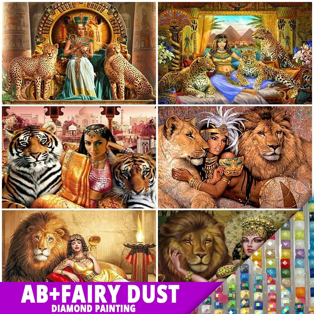 

AB Fairy Dust Diamond Painting 5D Portrait Embroidery Lion Cross Stitch Mosaic Animal Rhinestones Decor Full Drill DIY Crafts