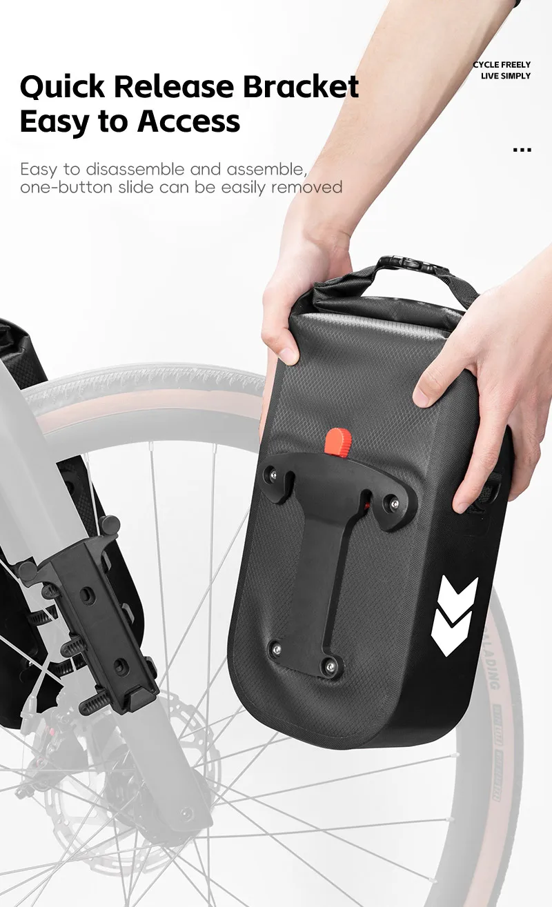 WEST BIKING Fahrrad-Vorderradgabel-Tasche 5,5L Vollständig Wasserdicht Schnellverschluss Fahrradtasche Radfahrer-Aufbewahrungstasche MTB Rennrad Zubehör – Detail 6