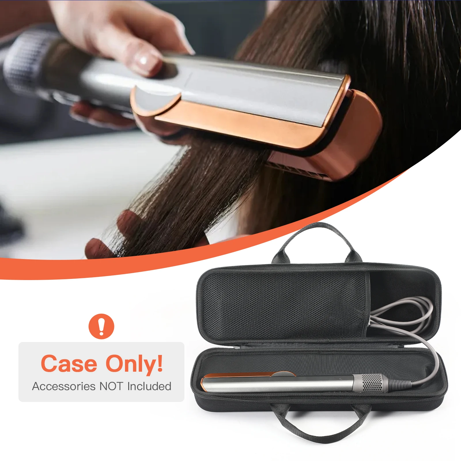 Portable Storage Bag Hard Shell Carrying Case Shockproof Protective Box For Dyson Airstrait HT01/ Corrale HS03 Hair Straightener