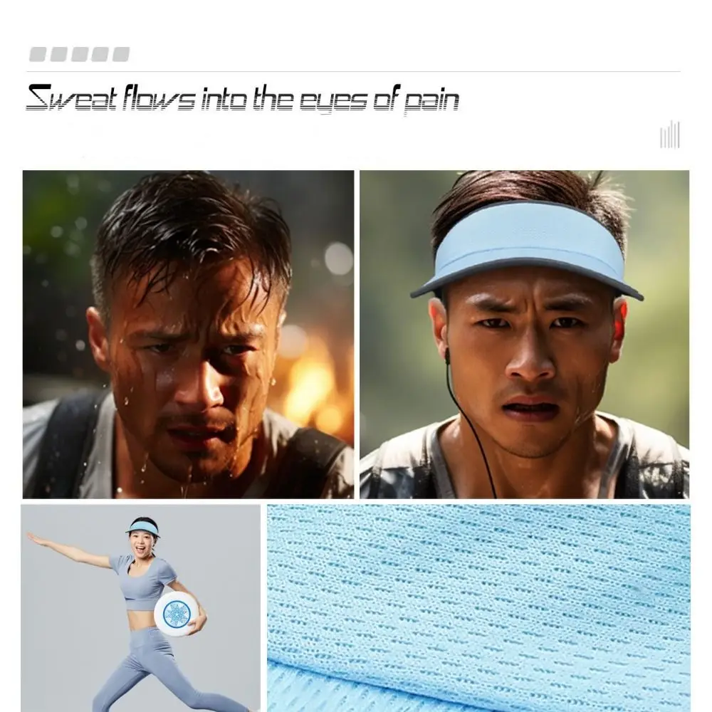 여름 메쉬 바이저 빈탑 캡 조절 가능한 자외선 차단 썬햇 캐주얼 선셰이드 테니스 모자 러닝 여행용