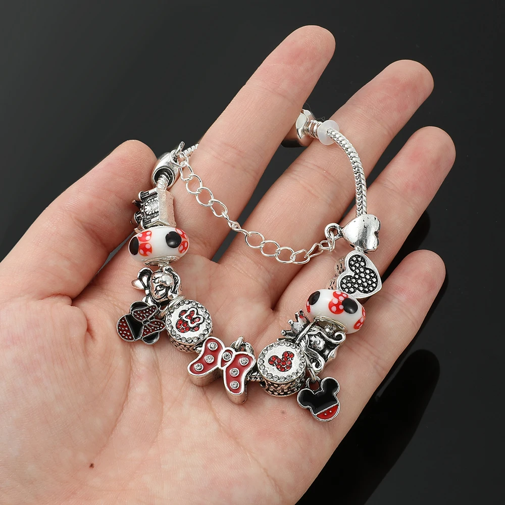 Disney Mickey Mouse Bracelet Cute Jewelry Minnie Mickey Beads