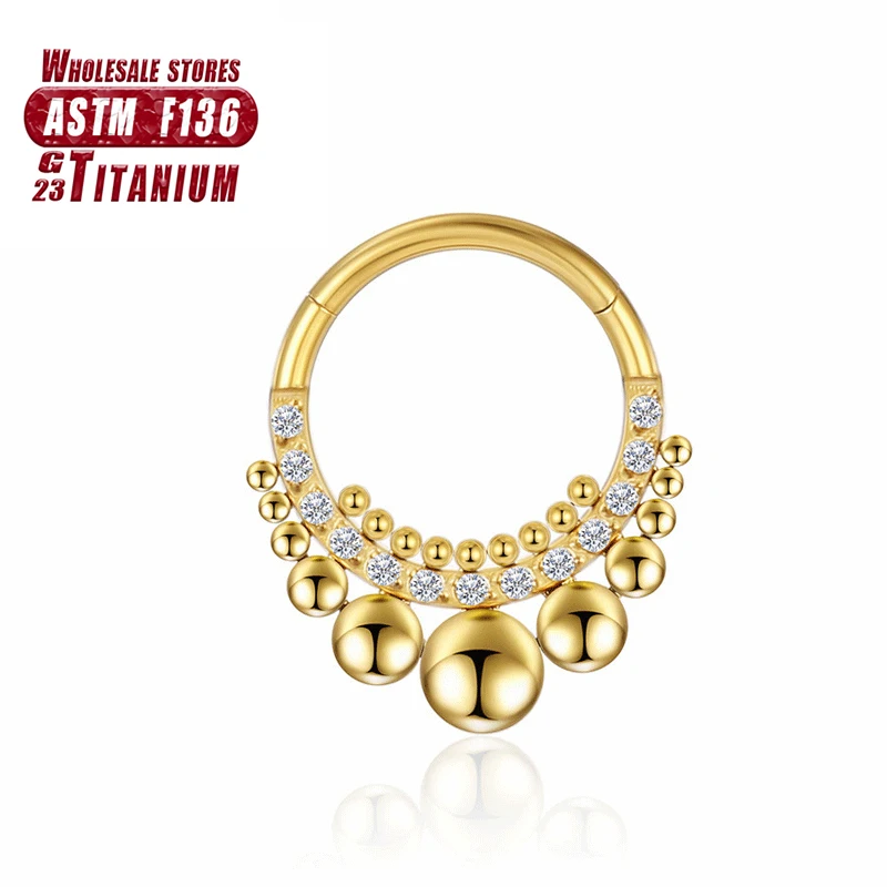 G23 Titanium Flower Nose Rings Hoop Zircon Piercing Diaphragm Tragus Cartilage Ear Perforated Clicker Ladies Lip Body Jewelry