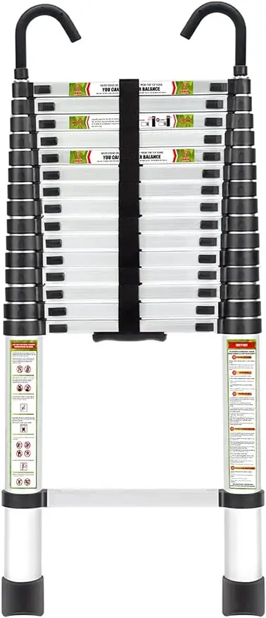 

RIKADE Telescopic Ladder, 20.34FT Aluminum Telescoping Ladder with Non-Slip Feet and Stable Hook, Portable Extension Ladder for