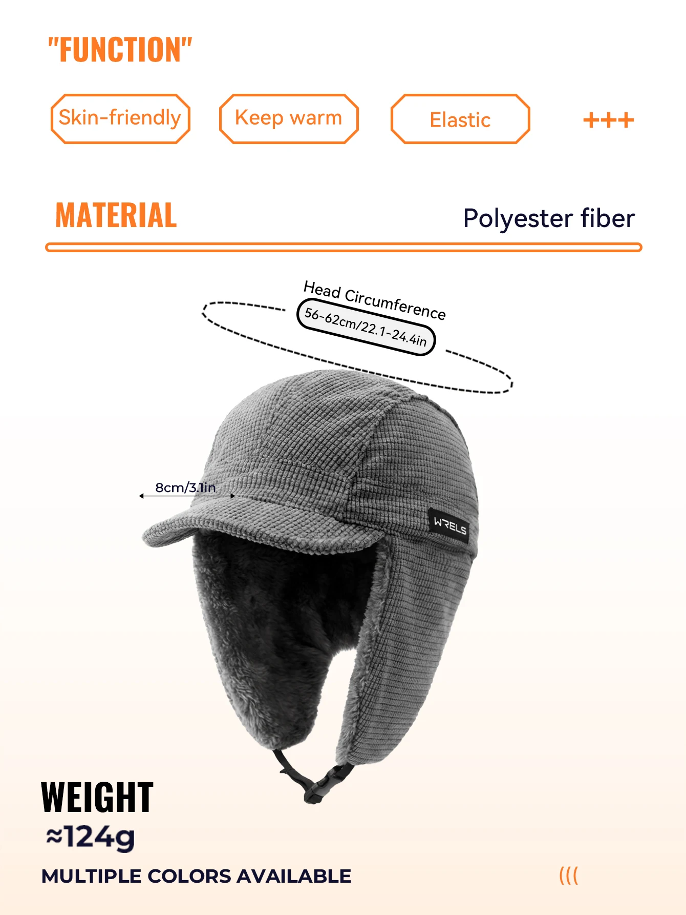 WRELS Thermal Winter Earflap Hat Warm Trooper Hunting Hat Windproof Cap with Ear Flaps Cycling Motorcycle Outdoor Winter Hat – Detail 3