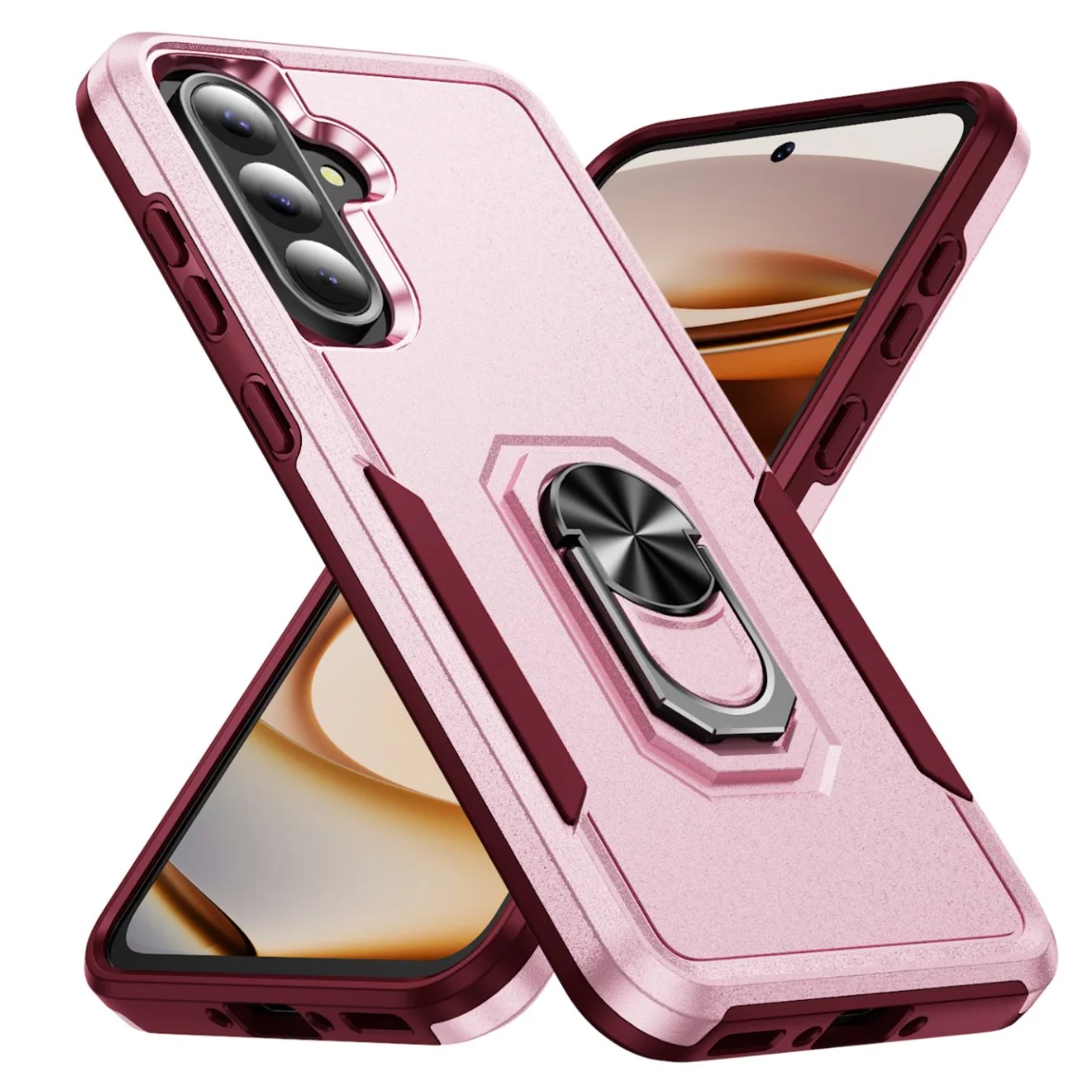 Rugged Military Armor Ring Bracket Phone Case - Dual Layer Shockproof Protection Cover