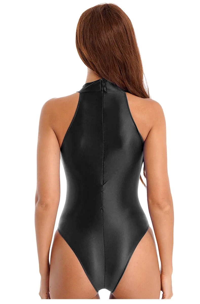 Formal Gymnastics One-Piece Swimming Suit, Sleeveless, Stand-Up Collar, High Hip Gymnastics Suit, Tight Yoga One-Piece Dress