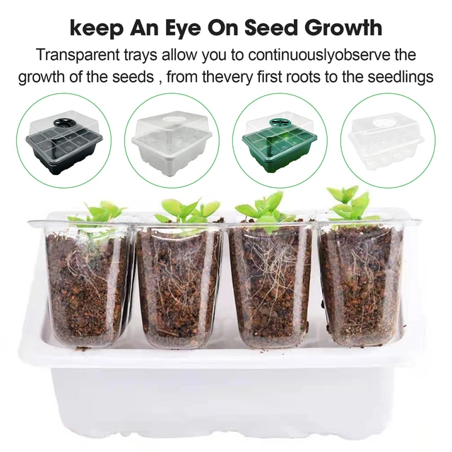 Üvegházhatású Tálcák 12 Páratartalom Állítható Növényi Indító Készlet Kupolával És Alap Mini Szaporítóval A Magok Termesztéséhez - Image 2