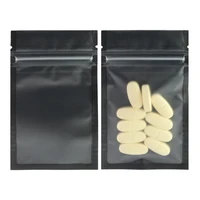 Custom Logo Print Matte Black Ziplock Plastic Packaging Pouch Mini  Flat Clear Window  Printed Mylar Bags 2
