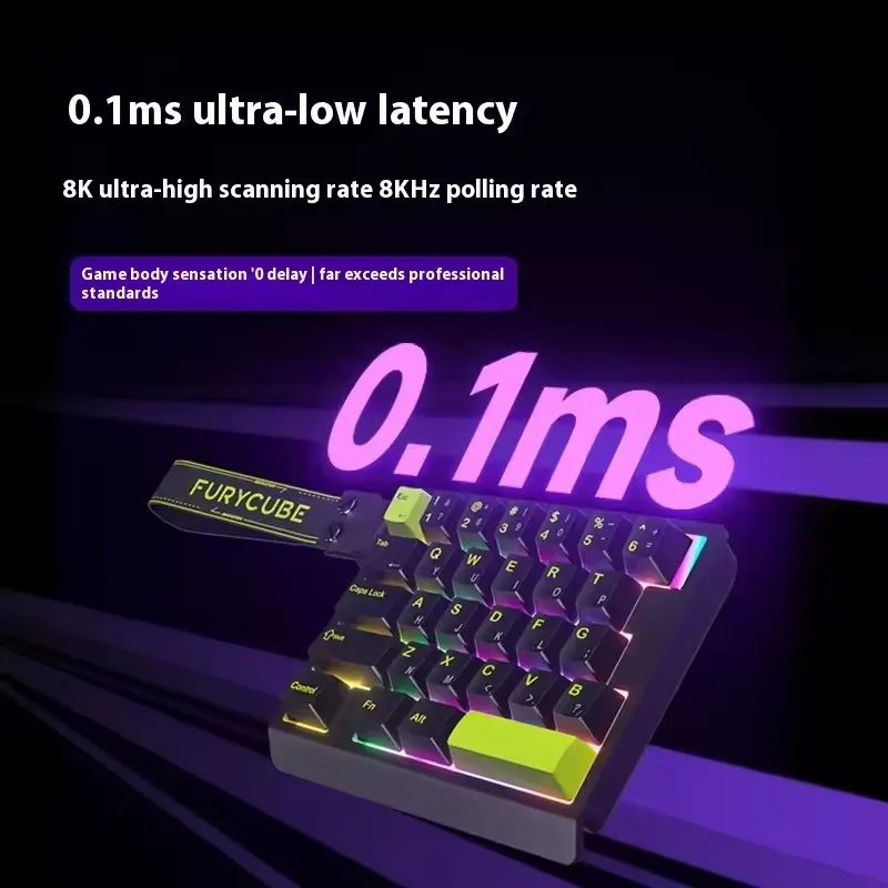 FURYCUBE M30HE Magnetic Switch Mechanical Keyboard Single-handed Wired 0.1ms 0.01mm RT 8K Custom RGB Hot Swap E-sports Gaming