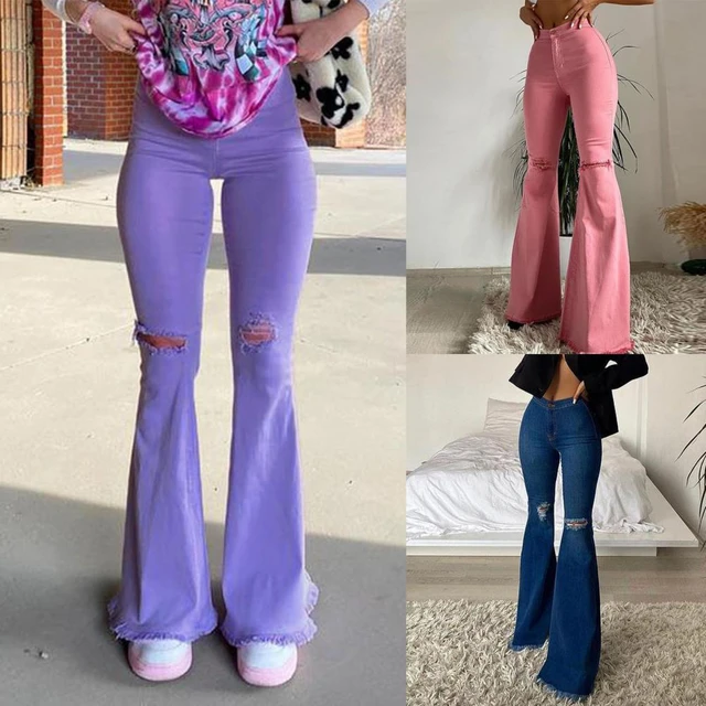 2022 New Arrival Girl Jacquard Denim Trousers Womens Pants Flare Denim Jeans  - China Flare Denim Jeans and Womens Pants price