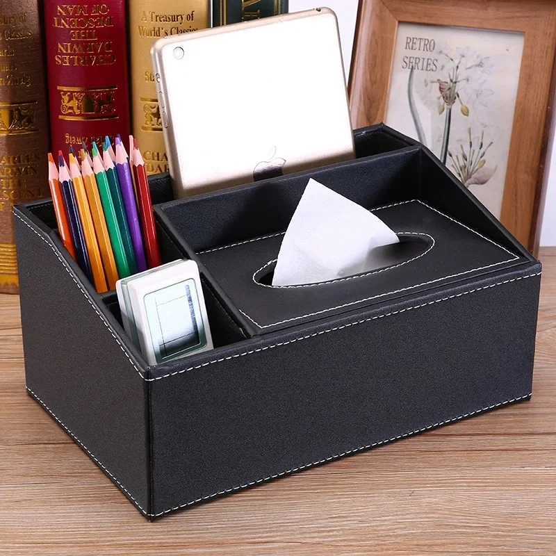 Light Luxury Leather Tissue Box, Living Room and Dining Room Napkin Holder, Kitchen Storage Supplies, Leather Car Tissue Holder 5