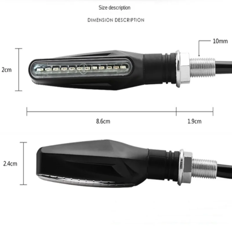 Universal Motorcycle Turn Signal Light Built Relay 12V Flasher Moto Led Flowing Water Blinker Bendable Flashing Signals Lamp