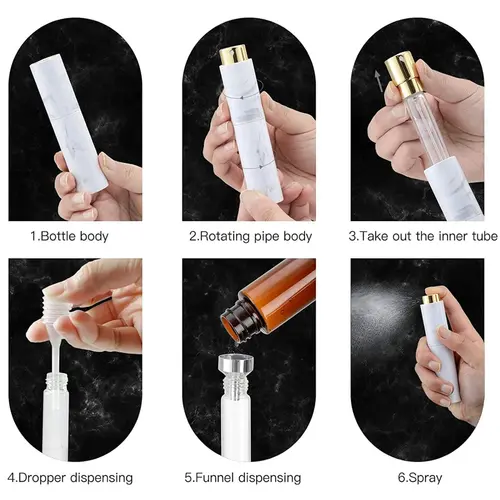 3 Marble-Patterned 10ml Perfume Spray Bottles for Travel, 3 Dispensers, Refillable Cologne Containers, Empty Spray Bottles, Suitable for Mini Spray Bottle Sizes - Image 6