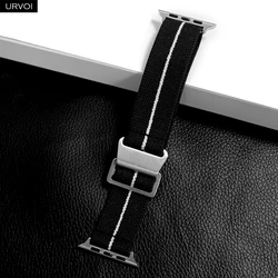 URVOI Elastic Woven Nylon Band with Braided Loop and Metal Buckle for 46mm - S10 44 45 49mm (Black White)