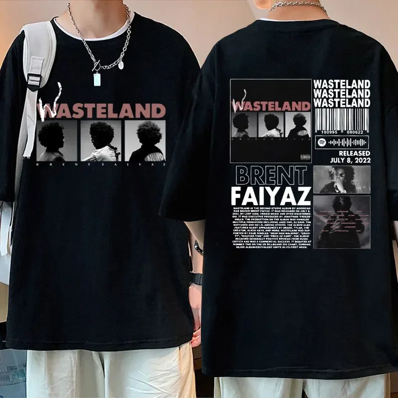 

Rapper Brent Faiyaz Album Wasteland Print T Shirt Men Women Hip Hop Vintage Short Sleeve T-shirts Fashion Casual Loose T Shirts