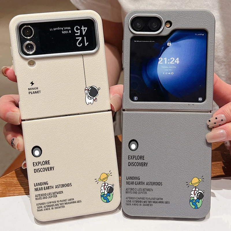 ForSamsungGalaxyZFlip7FE6543AstronautCaseShockproofLeatherTextureSoftTPUFoldingPhoneCoverForSamsungZFlip5-AliExpress