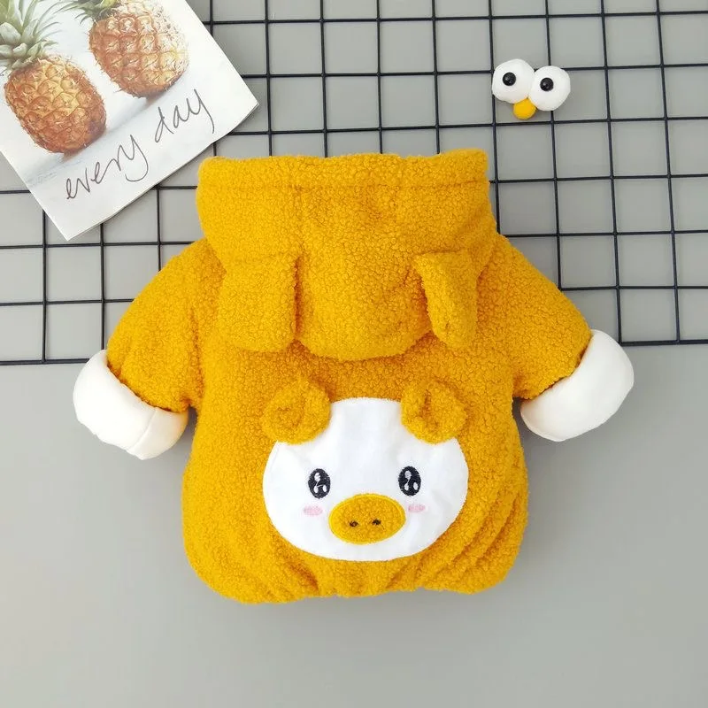0-36 Months Newborn Baby Girl Clothes Cute Piggy Hooded Baby Boys Jacket Winter Warm Fleece Outwear For Girls Coat Birthday Gift
