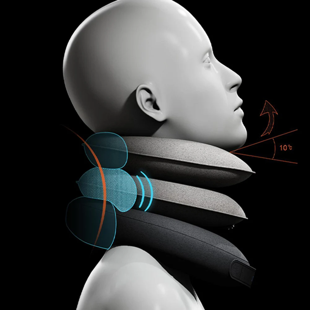 Iatabl Crvical Rlaxation Collar Sparat Iation Pump 3 Tubs Nck Dcomprssion Dvic Pain Rlif Soft for Old_voghion.com