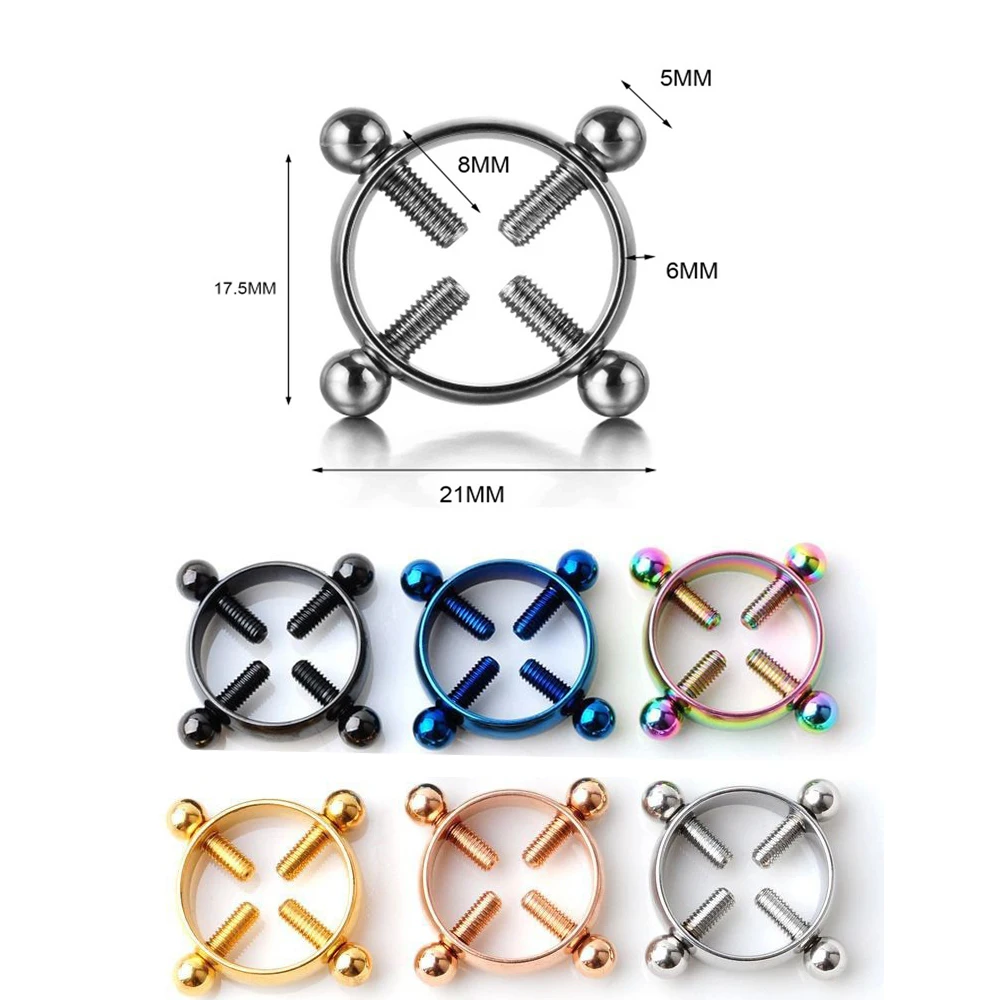 Nipple Clips 1 Pair Adjustable Stainless Steel Round Shield Body Nipple Clamps Non Piercing Stimulate Adult Games
