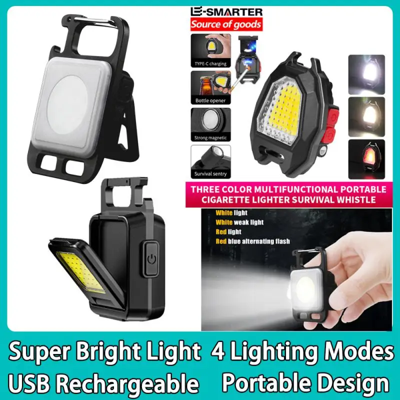 

Mini LED Flashlight Keychain Light Multifunctional Portable COB Camping Flashlights USB Charging Work Lights fishing Lanterna