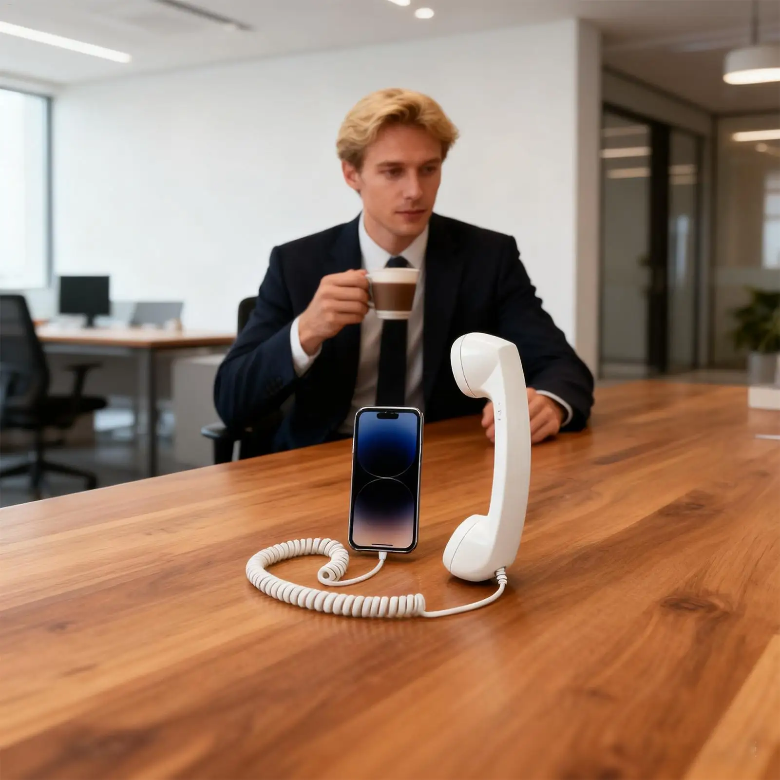 Corded Handset For Cell Phone Retro Comfortable Type-C Electronics Accessories Cell Phone To Landline Adapter For Offices Travel